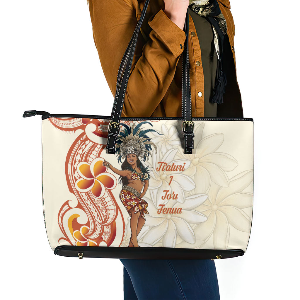 Heiva i Tahiti Leather Tote Bag Ori Tahitian Dance Tiare Maori