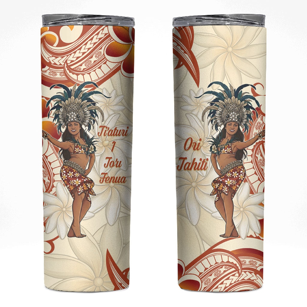 Heiva i Tahiti Skinny Tumbler Ori Tahitian Dance Tiare Maori LT14 Beige - Polynesian Pride