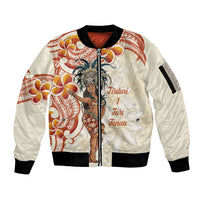 Heiva i Tahiti Sleeve Zip Bomber Jacket Ori Tahitian Dance Tiare Maori