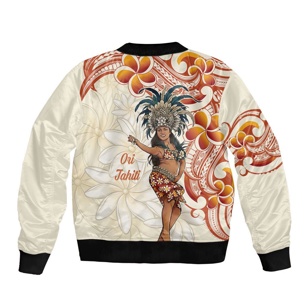 Heiva i Tahiti Sleeve Zip Bomber Jacket Ori Tahitian Dance Tiare Maori