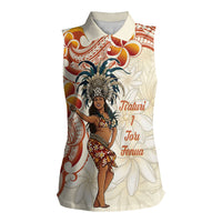 Heiva i Tahiti Women Sleeveless Polo Shirt Ori Tahitian Dance Tiare Maori LT14 Female Beige - Polynesian Pride
