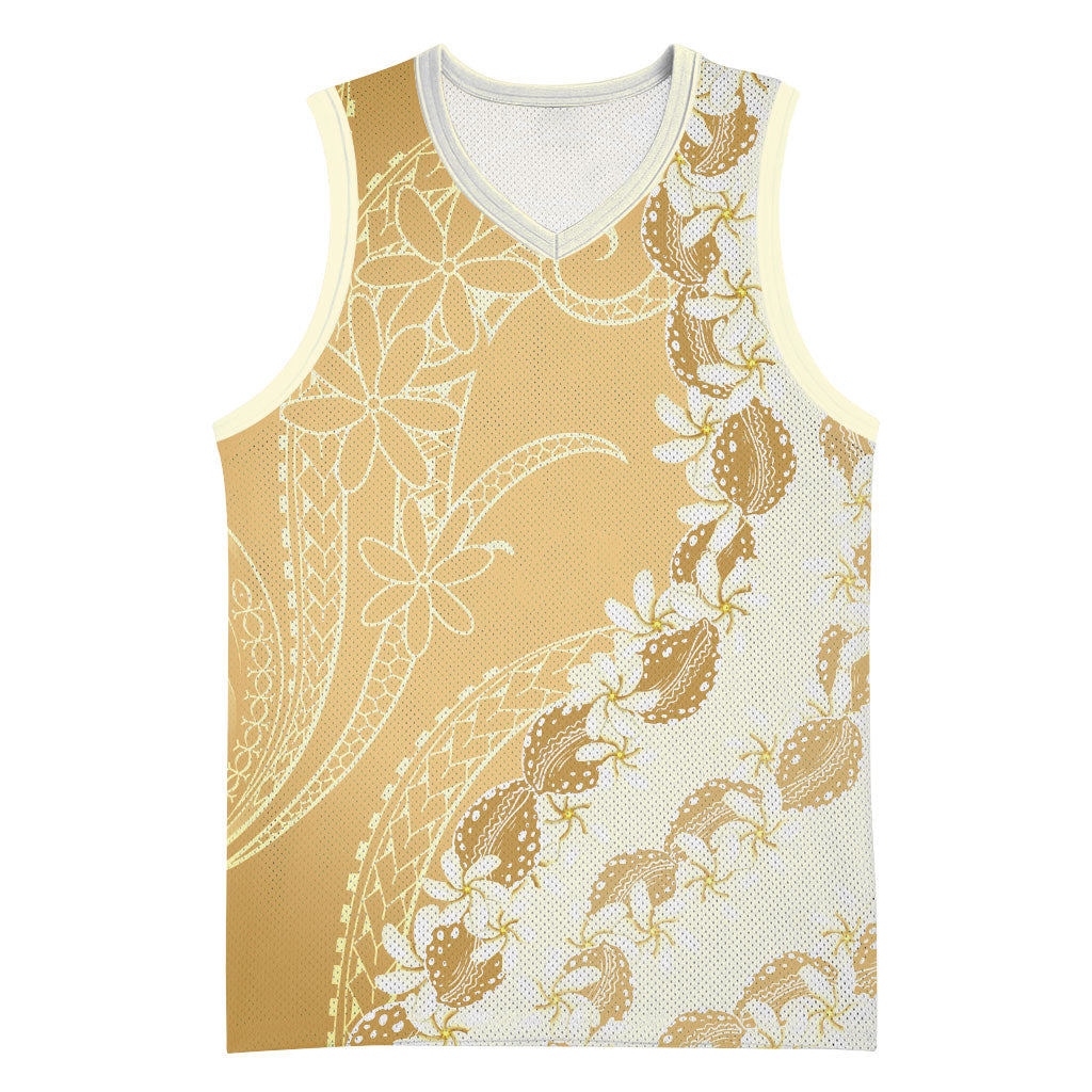 Heiva i Tahiti Basketball Jersey Tahitian Tiare Maori Cowrie Lei Brown