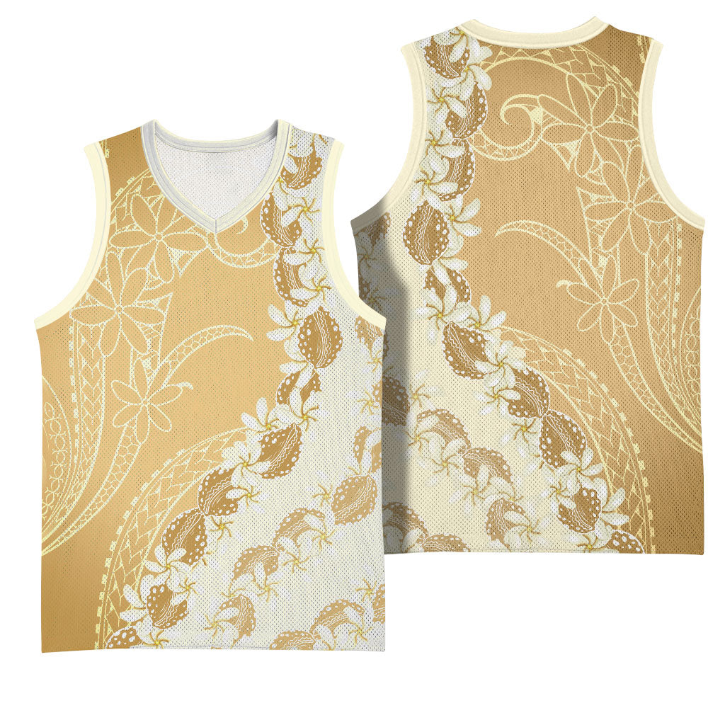 Heiva i Tahiti Basketball Jersey Tahitian Tiare Maori Cowrie Lei Brown