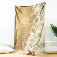 Heiva i Tahiti Blanket Tahitian Tiare Maori Cowrie Lei Brown