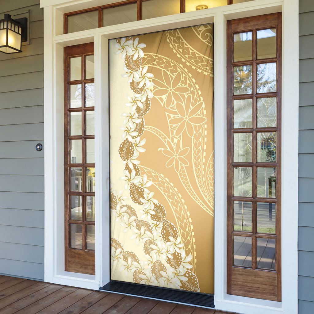 Heiva i Tahiti Door Cover Tahitian Tiare Maori Cowrie Lei Brown