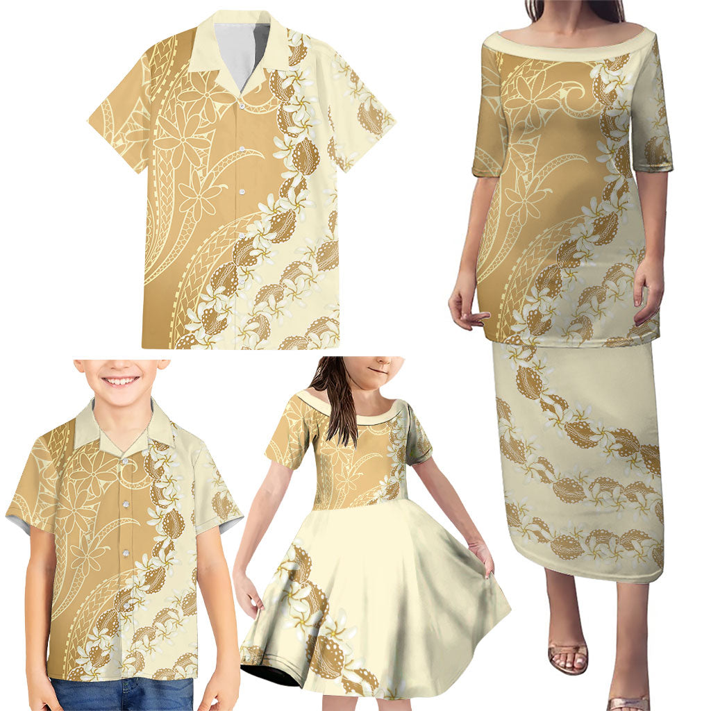 Heiva i Tahiti Family Matching Puletasi and Hawaiian Shirt Tahitian Tiare Maori Cowrie Lei Brown LT14 - Polynesian Pride