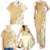 Heiva i Tahiti Family Matching Tank Maxi Dress and Hawaiian Shirt Tahitian Tiare Maori Cowrie Lei Brown LT14 - Polynesian Pride