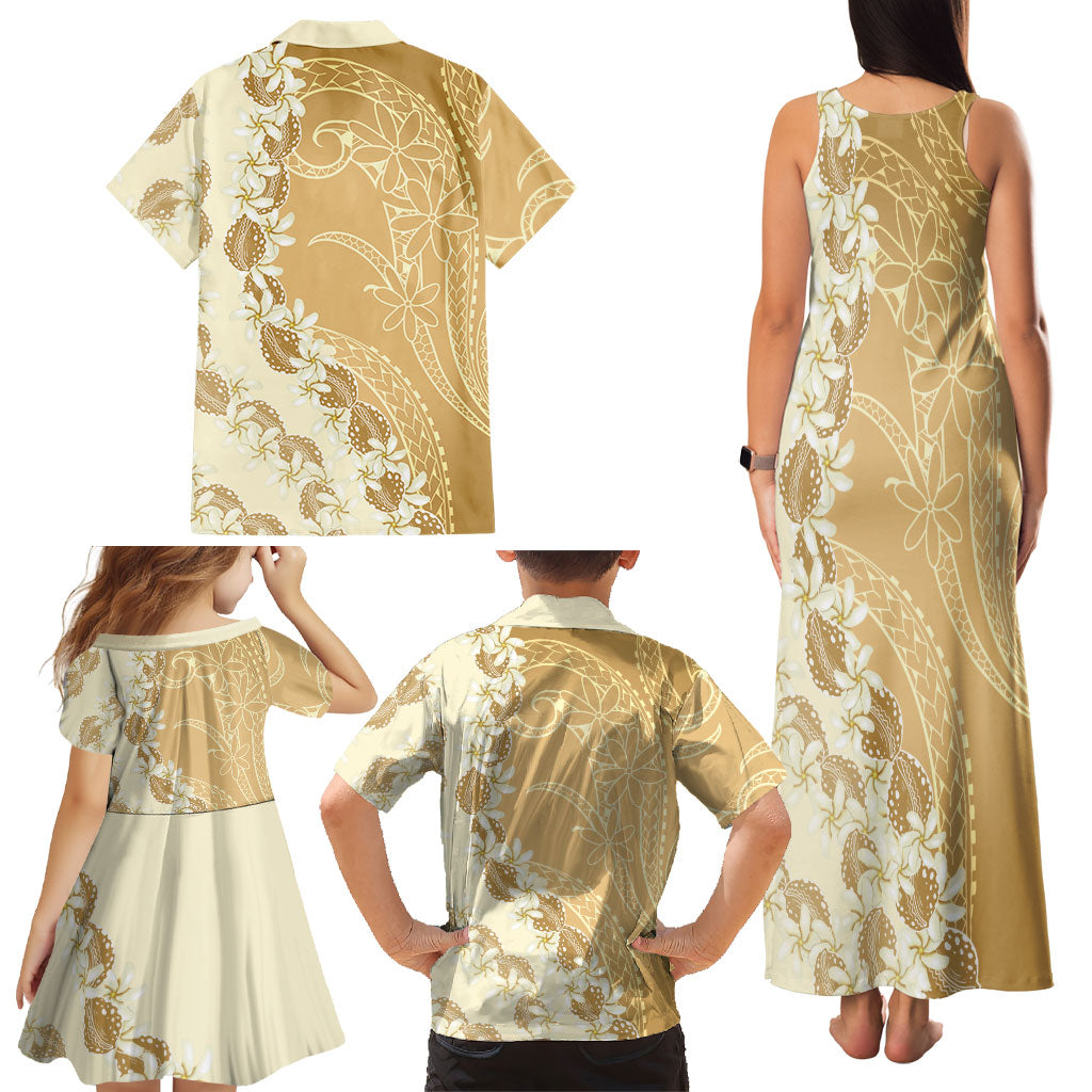 Heiva i Tahiti Family Matching Tank Maxi Dress and Hawaiian Shirt Tahitian Tiare Maori Cowrie Lei Brown LT14 - Polynesian Pride