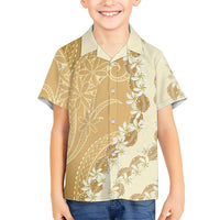 Heiva i Tahiti Family Matching Tank Maxi Dress and Hawaiian Shirt Tahitian Tiare Maori Cowrie Lei Brown LT14 Son's Shirt Brown - Polynesian Pride