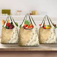 Heiva i Tahiti Grocery Bag Tahitian Tiare Maori Cowrie Lei Brown