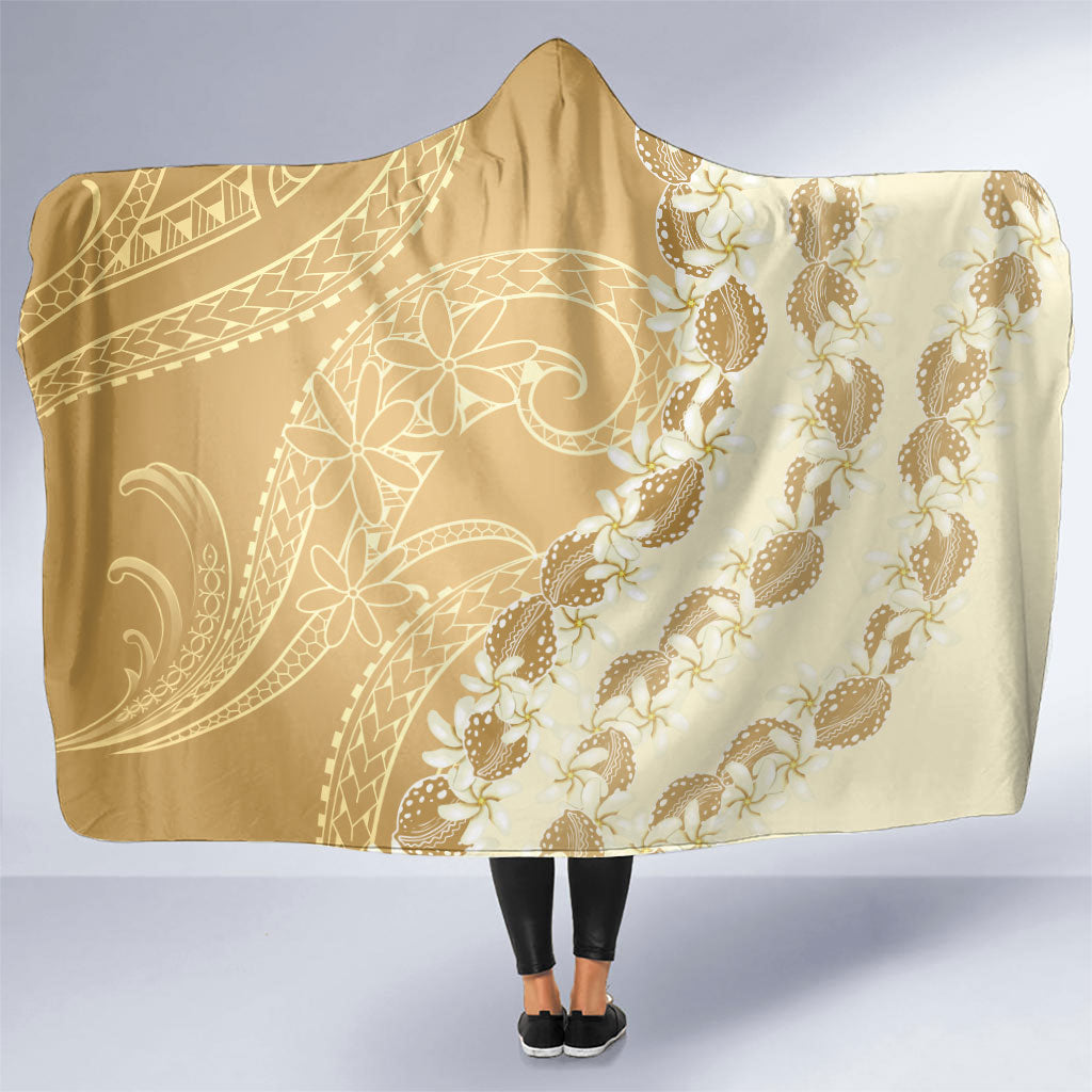 Heiva i Tahiti Hooded Blanket Tahitian Tiare Maori Cowrie Lei Brown
