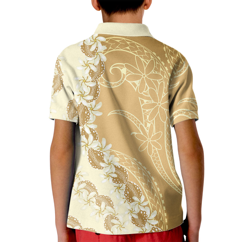 Heiva i Tahiti Kid Polo Shirt Tahitian Tiare Maori Cowrie Lei Brown