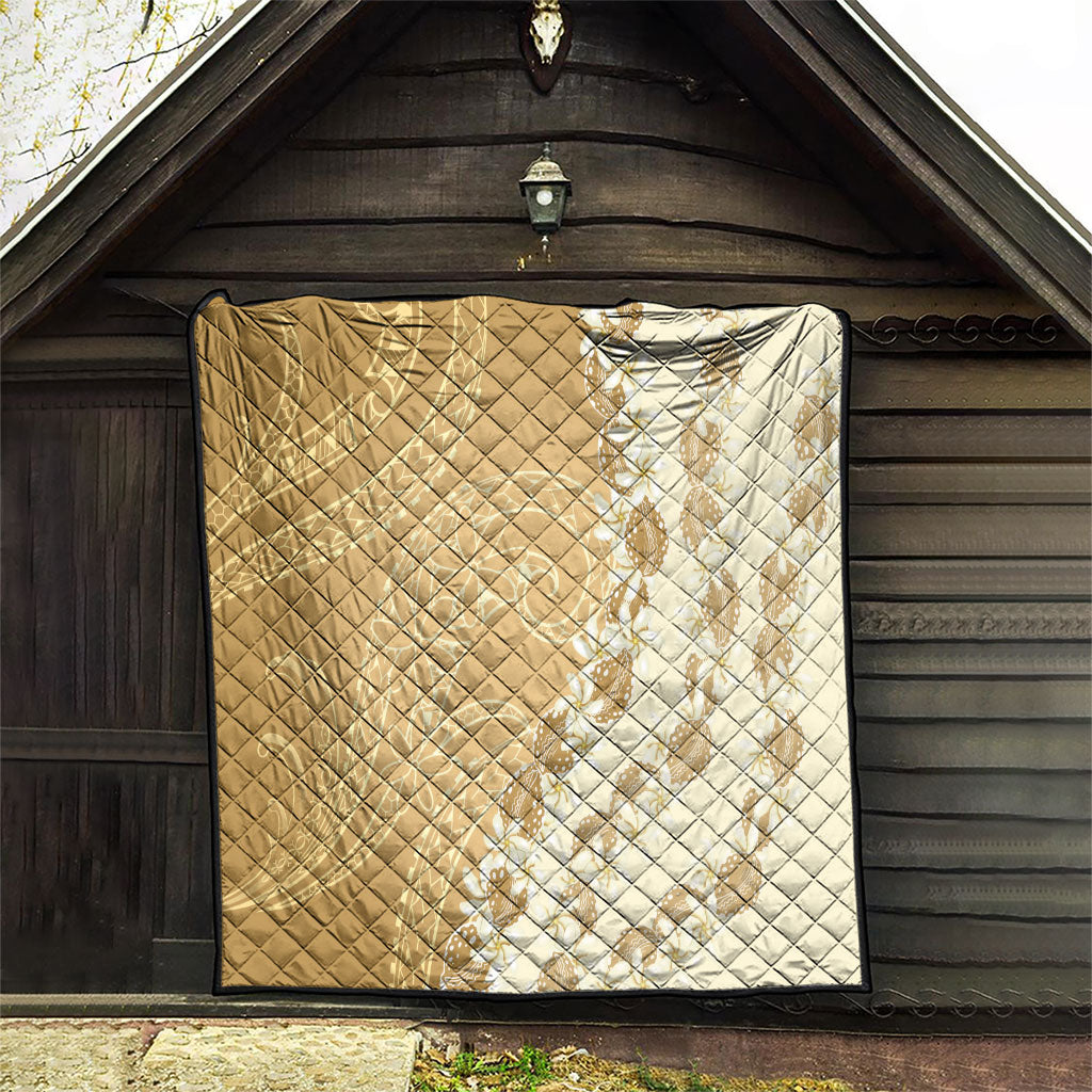 Heiva i Tahiti Quilt Tahitian Tiare Maori Cowrie Lei Brown