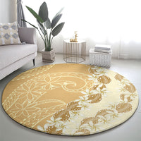 Heiva i Tahiti Round Carpet Tahitian Tiare Maori Cowrie Lei Brown