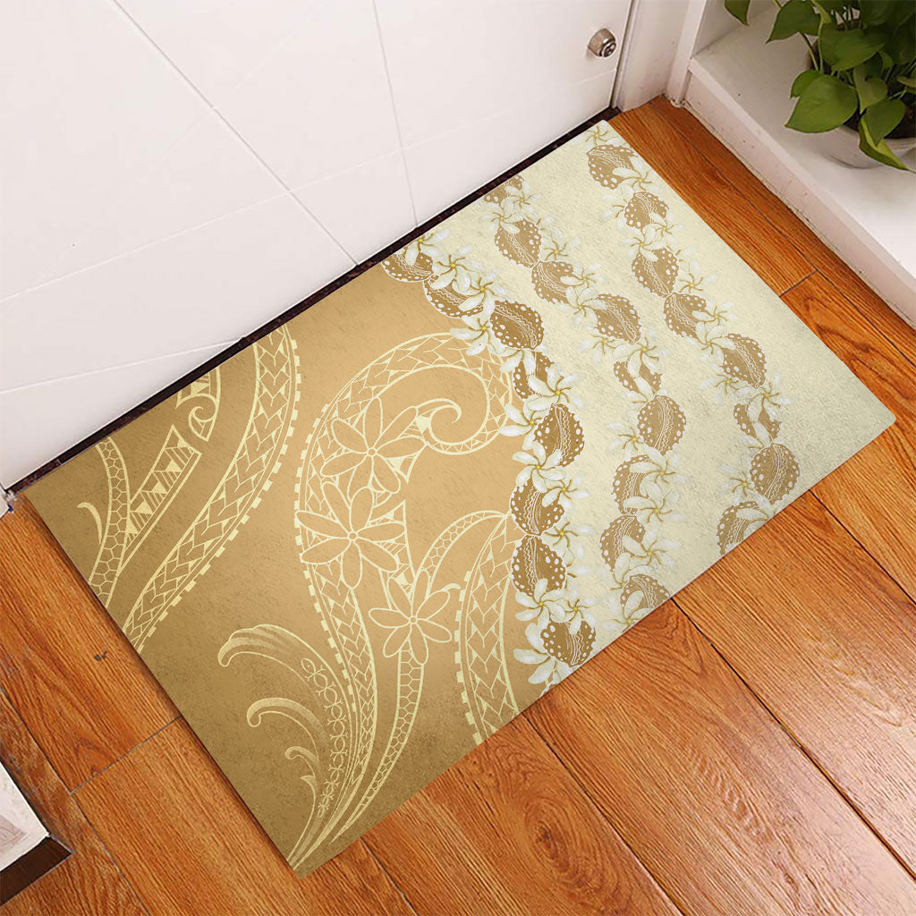 Heiva i Tahiti Rubber Doormat Tahitian Tiare Maori Cowrie Lei Brown