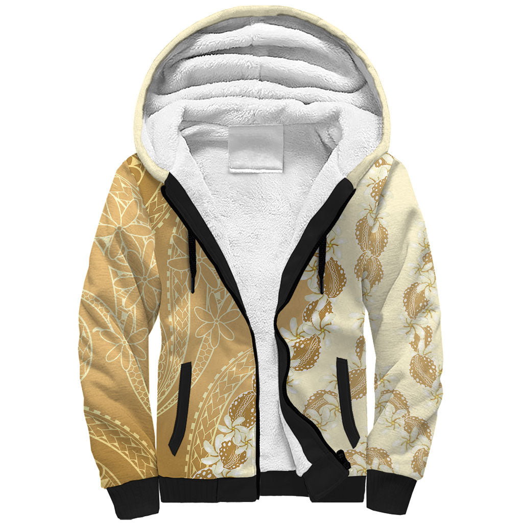 Heiva i Tahiti Sherpa Hoodie Tahitian Tiare Maori Cowrie Lei Brown