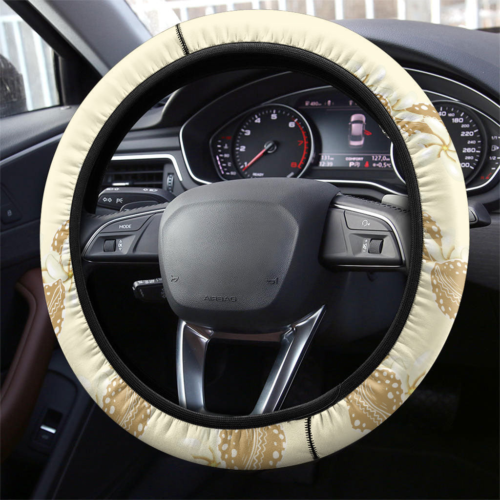 Heiva i Tahiti Steering Wheel Cover Tahitian Tiare Maori Cowrie Lei Brown