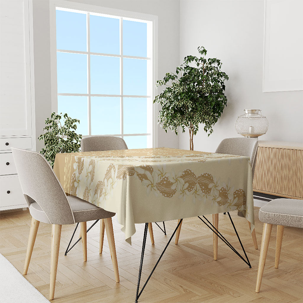 Heiva i Tahiti Tablecloth Tahitian Tiare Maori Cowrie Lei Brown