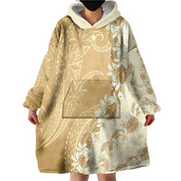 Heiva i Tahiti Wearable Blanket Hoodie Tahitian Tiare Maori Cowrie Lei Brown LT14 - Polynesian Pride