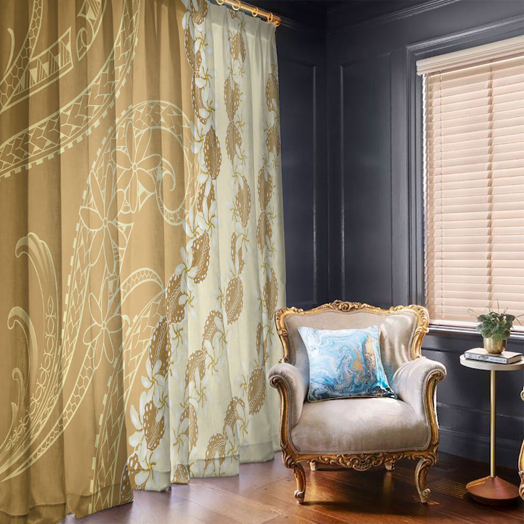 Heiva i Tahiti Window Curtain Tahitian Tiare Maori Cowrie Lei Brown