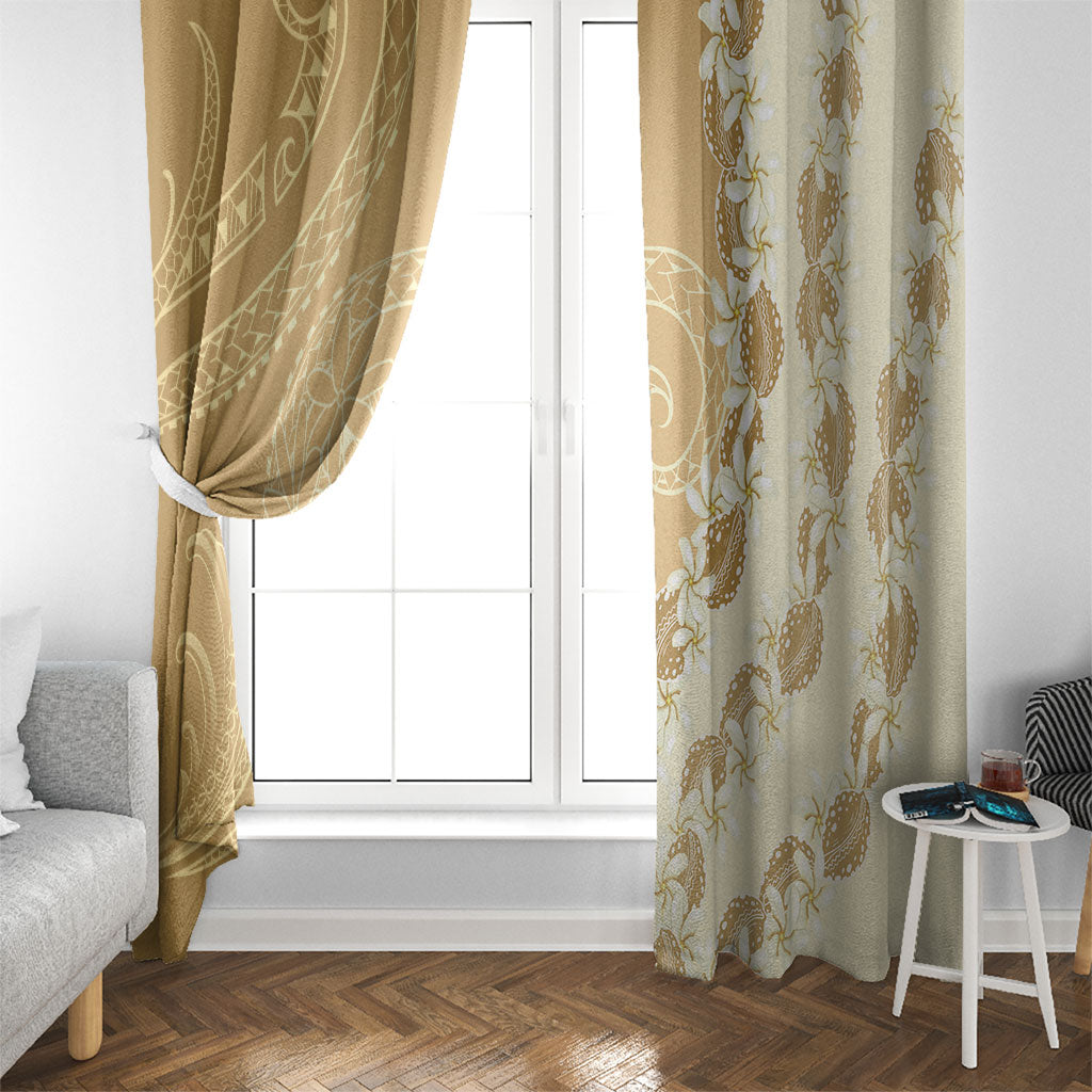 Heiva i Tahiti Window Curtain Tahitian Tiare Maori Cowrie Lei Brown