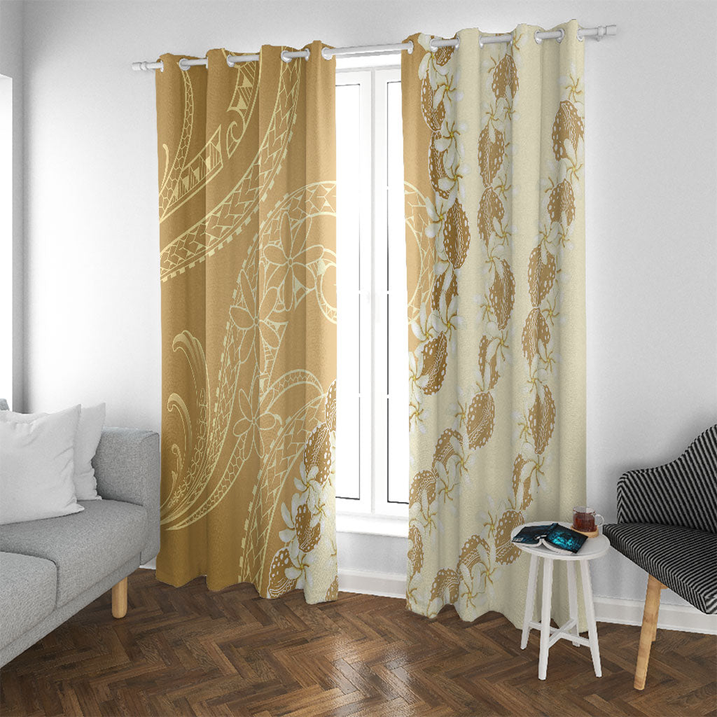 Heiva i Tahiti Window Curtain Tahitian Tiare Maori Cowrie Lei Brown