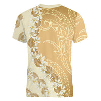 Heiva i Tahiti Women V-Neck T-Shirt Tahitian Tiare Maori Cowrie Lei Brown LT14 - Polynesian Pride