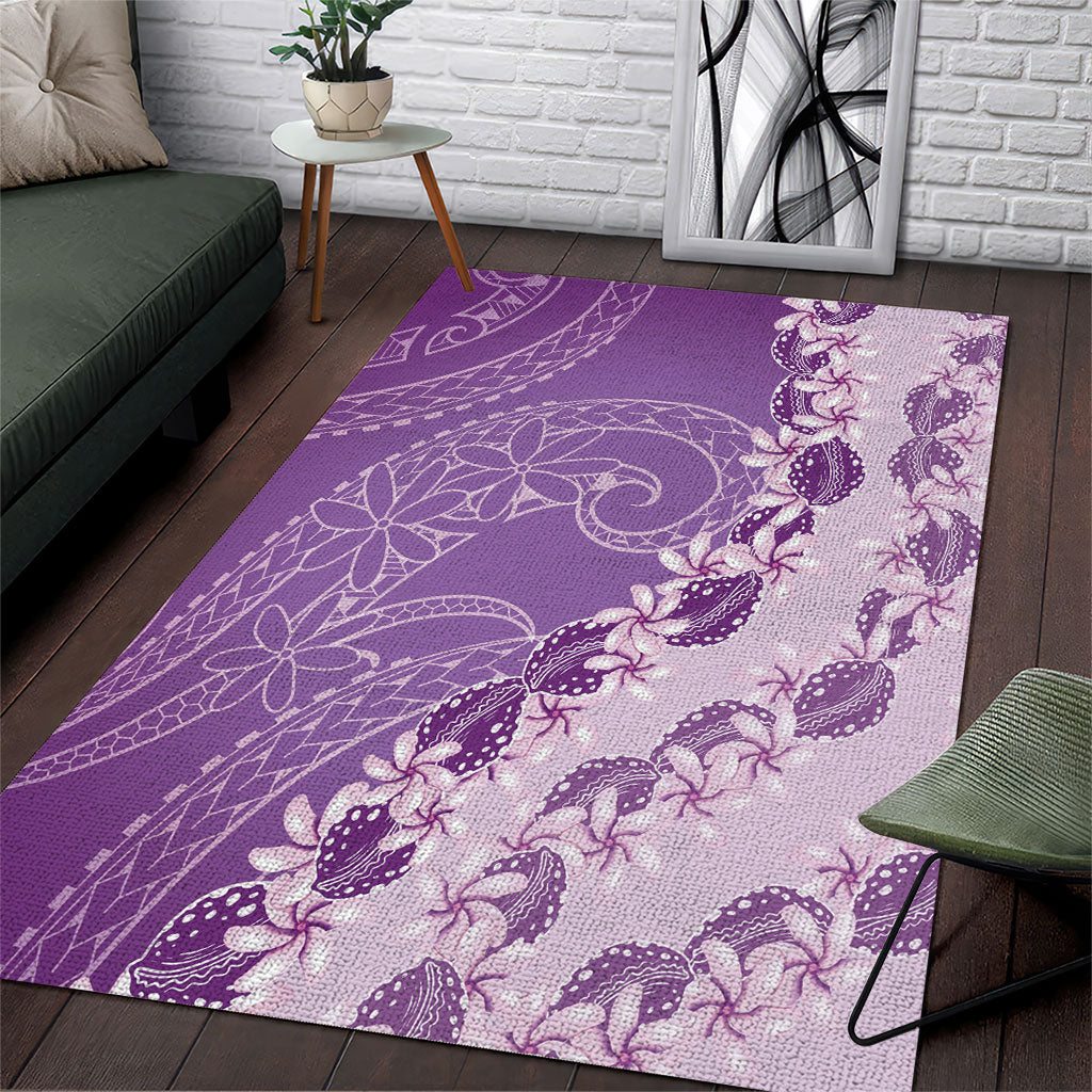 Heiva i Tahiti Area Rug Tahitian Tiare Maori Cowrie Lei Purple