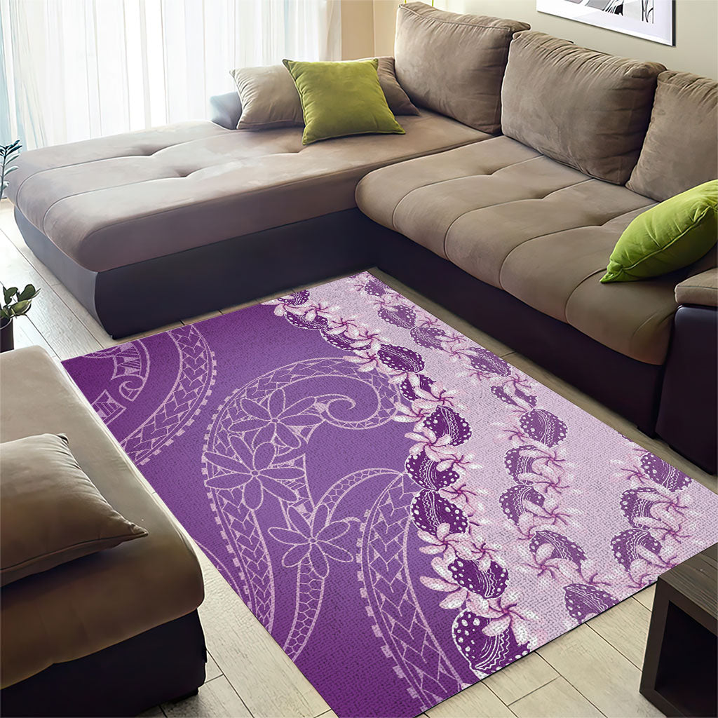 Heiva i Tahiti Area Rug Tahitian Tiare Maori Cowrie Lei Purple
