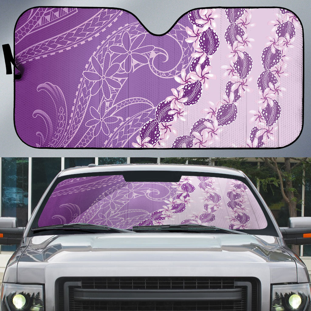 Heiva i Tahiti Auto Sun Shade Tahitian Tiare Maori Cowrie Lei Purple