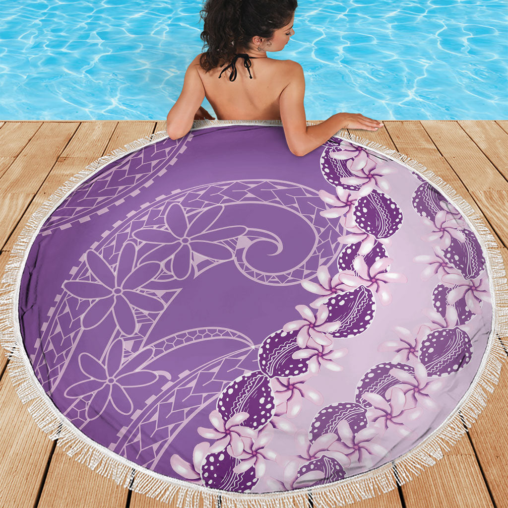Heiva i Tahiti Beach Blanket Tahitian Tiare Maori Cowrie Lei Purple