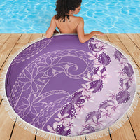 Heiva i Tahiti Beach Blanket Tahitian Tiare Maori Cowrie Lei Purple