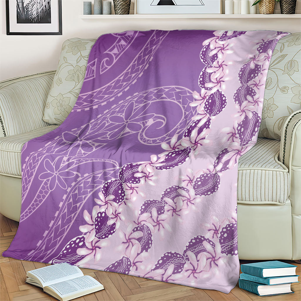 Heiva i Tahiti Blanket Tahitian Tiare Maori Cowrie Lei Purple