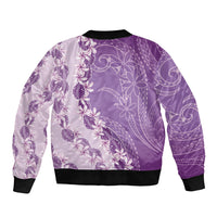 Heiva i Tahiti Bomber Jacket Tahitian Tiare Maori Cowrie Lei Purple