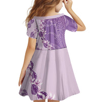 Heiva i Tahiti Family Matching Off Shoulder Short Dress and Hawaiian Shirt Tahitian Tiare Maori Cowrie Lei Purple LT14 - Polynesian Pride