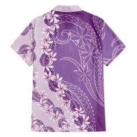 Heiva i Tahiti Family Matching Off Shoulder Short Dress and Hawaiian Shirt Tahitian Tiare Maori Cowrie Lei Purple LT14 - Polynesian Pride