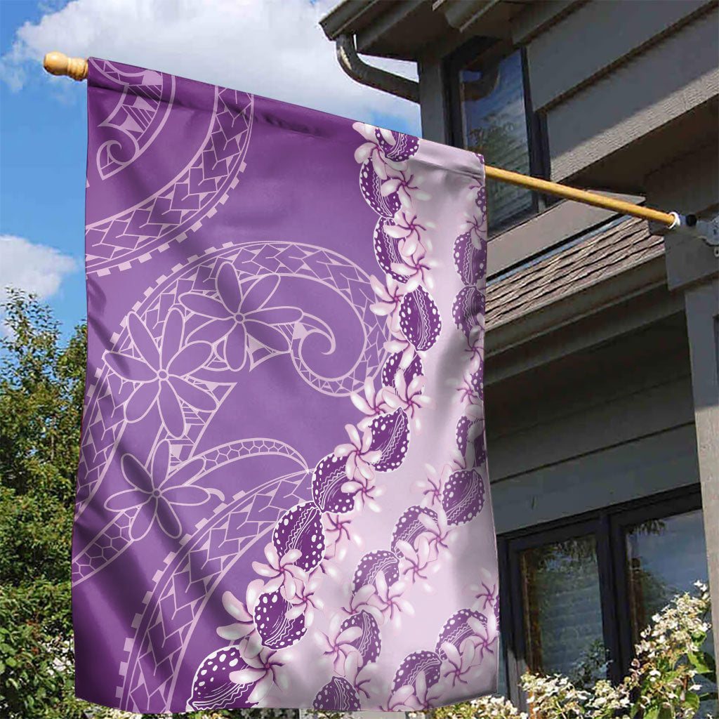 Heiva i Tahiti Garden Flag Tahitian Tiare Maori Cowrie Lei Purple