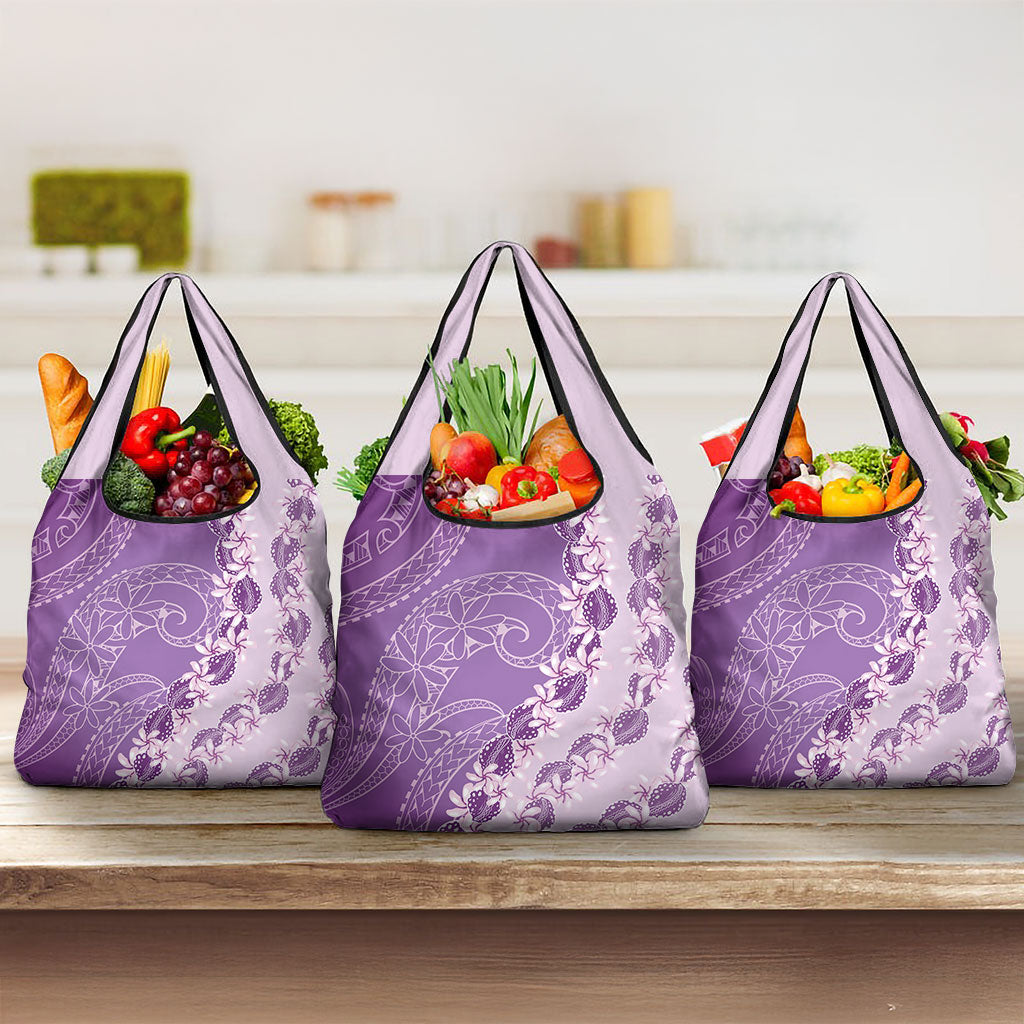 Heiva i Tahiti Grocery Bag Tahitian Tiare Maori Cowrie Lei Purple
