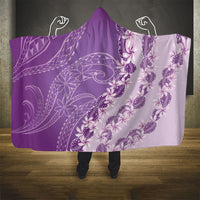 Heiva i Tahiti Hooded Blanket Tahitian Tiare Maori Cowrie Lei Purple
