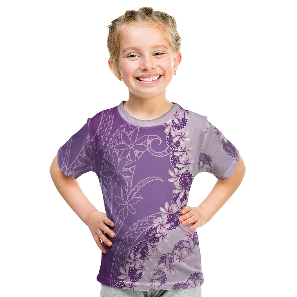 Heiva i Tahiti Kid T Shirt Tahitian Tiare Maori Cowrie Lei Purple LT14 Purple - Polynesian Pride
