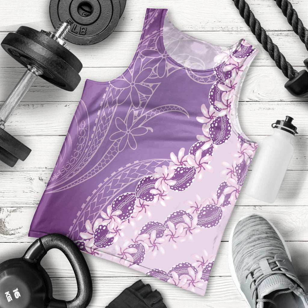Heiva i Tahiti Men Tank Top Tahitian Tiare Maori Cowrie Lei Purple