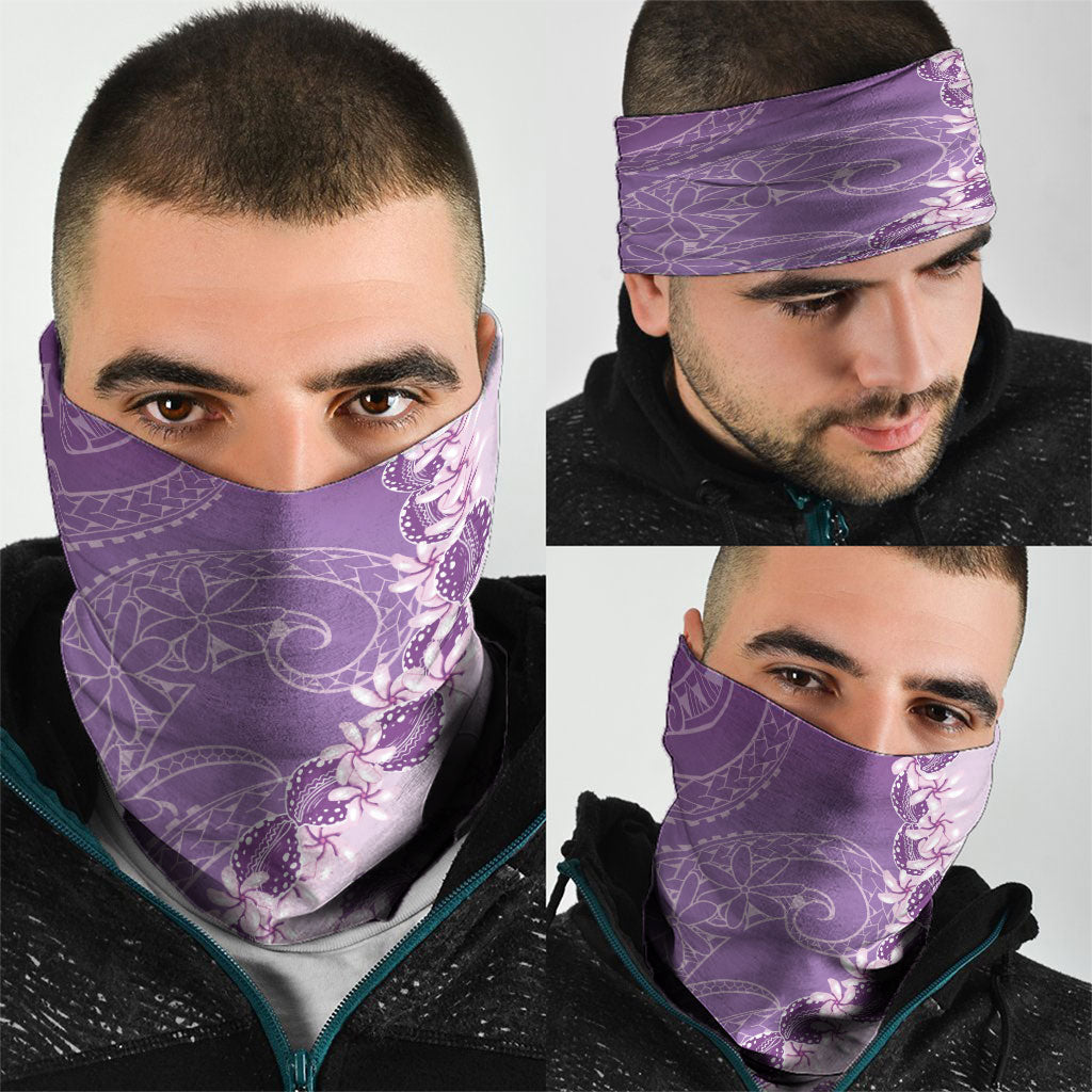 Heiva i Tahiti Neck Gaiter Tahitian Tiare Maori Cowrie Lei Purple