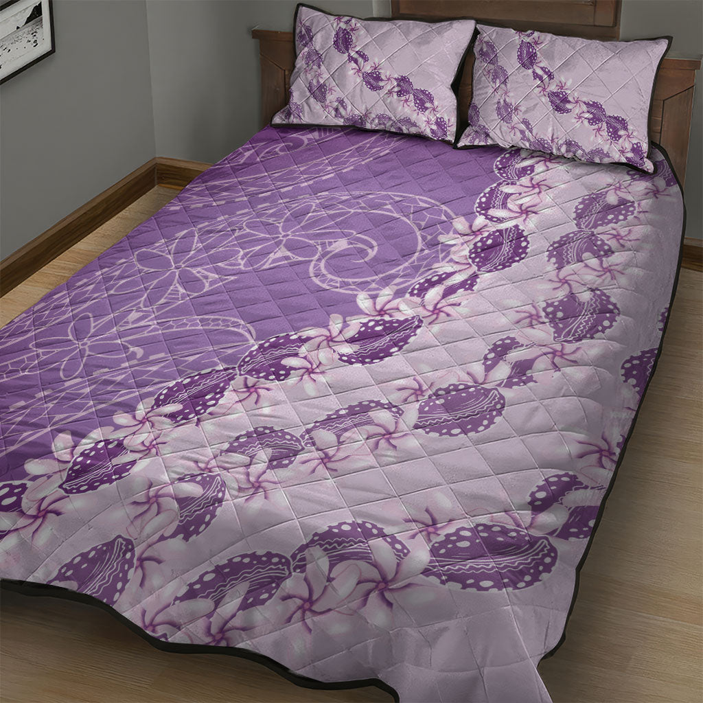 Heiva i Tahiti Quilt Bed Set Tahitian Tiare Maori Cowrie Lei Purple