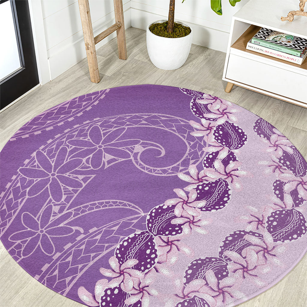 Heiva i Tahiti Round Carpet Tahitian Tiare Maori Cowrie Lei Purple LT14 Purple - Polynesian Pride