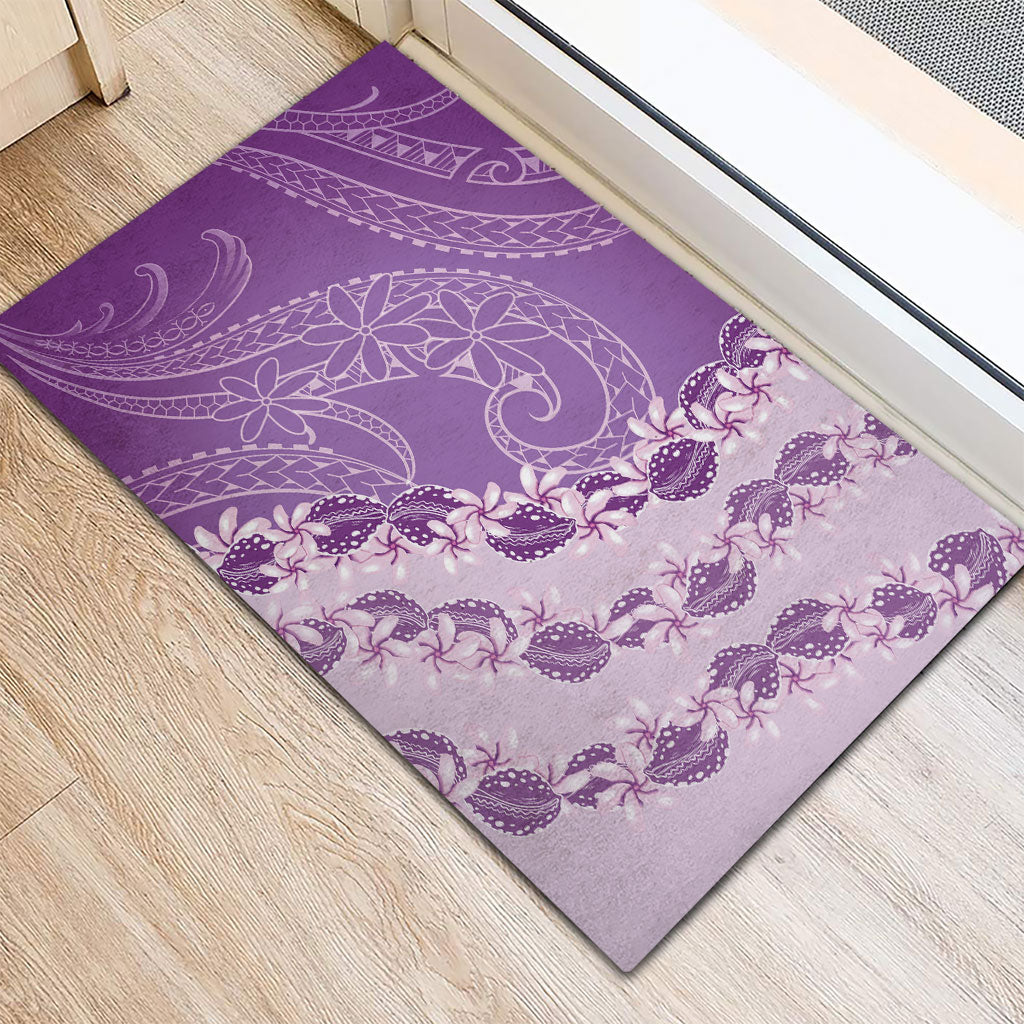 Heiva i Tahiti Rubber Doormat Tahitian Tiare Maori Cowrie Lei Purple