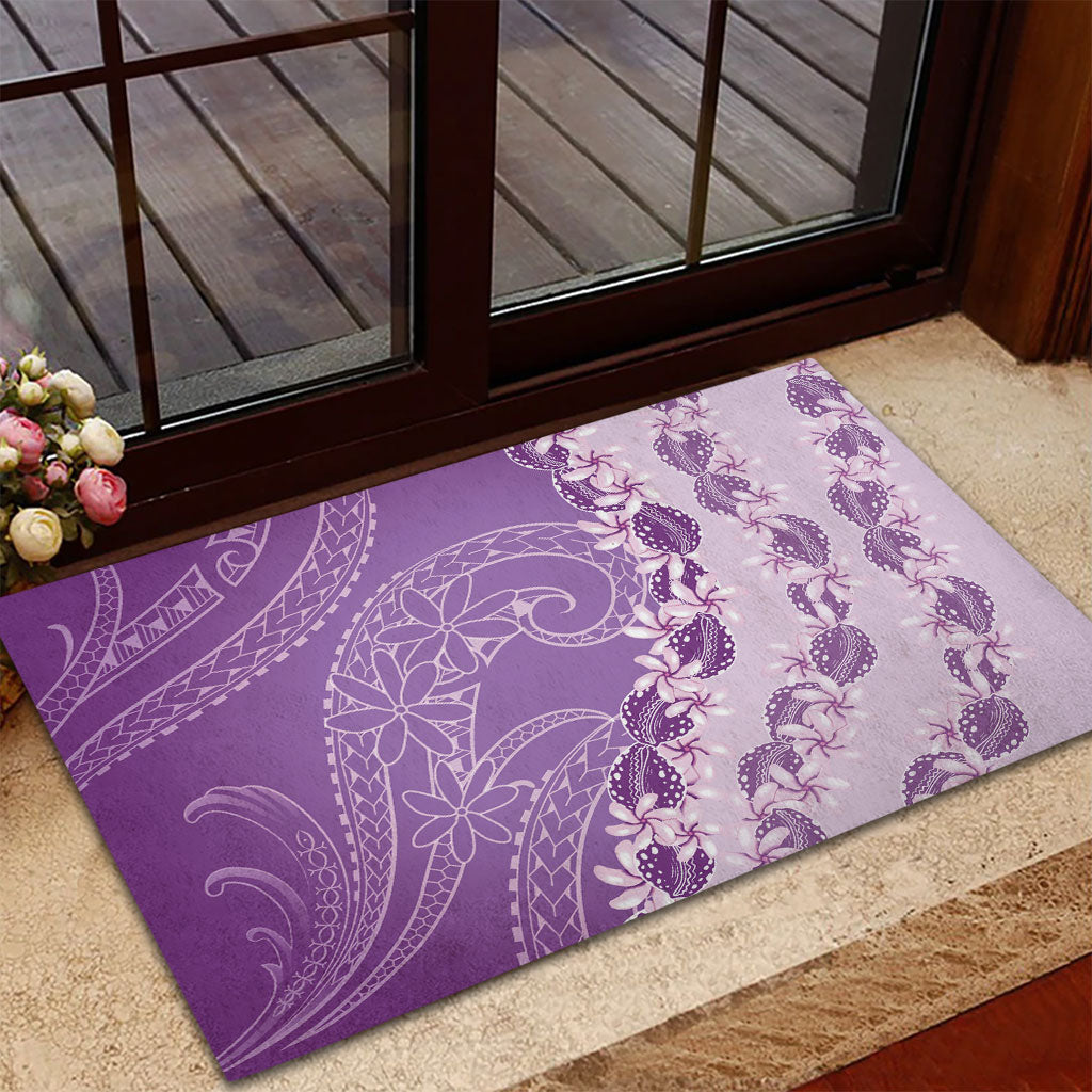 Heiva i Tahiti Rubber Doormat Tahitian Tiare Maori Cowrie Lei Purple