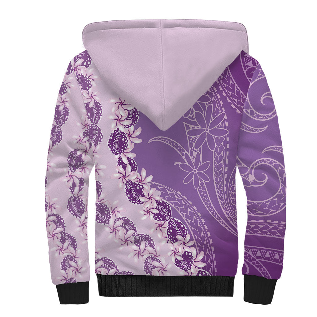 Heiva i Tahiti Sherpa Hoodie Tahitian Tiare Maori Cowrie Lei Purple