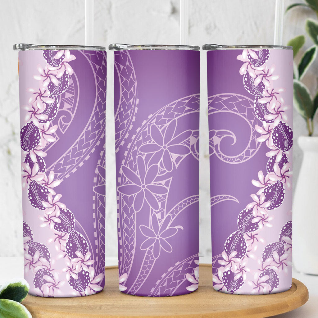 Heiva i Tahiti Skinny Tumbler Tahitian Tiare Maori Cowrie Lei Purple LT14 - Polynesian Pride
