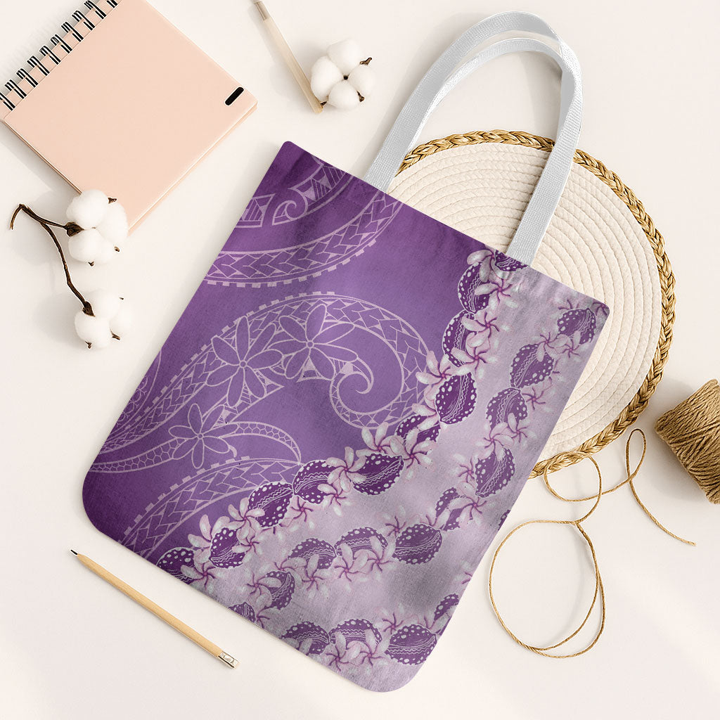 Heiva i Tahiti Tote Bag Tahitian Tiare Maori Cowrie Lei Purple