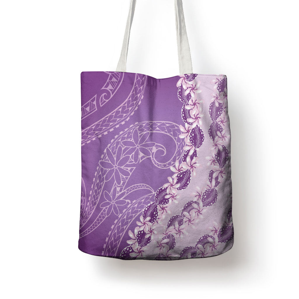 Heiva i Tahiti Tote Bag Tahitian Tiare Maori Cowrie Lei Purple